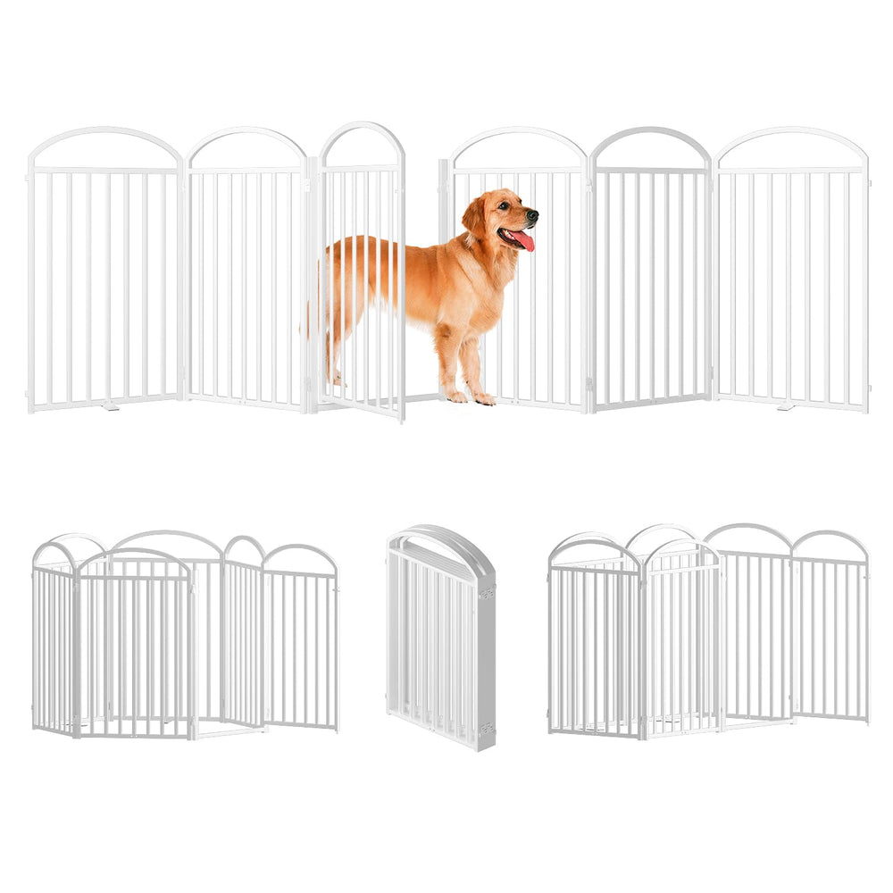 SNUOWU 6-panel full metal gate provides sturdy indoor containment for pets.