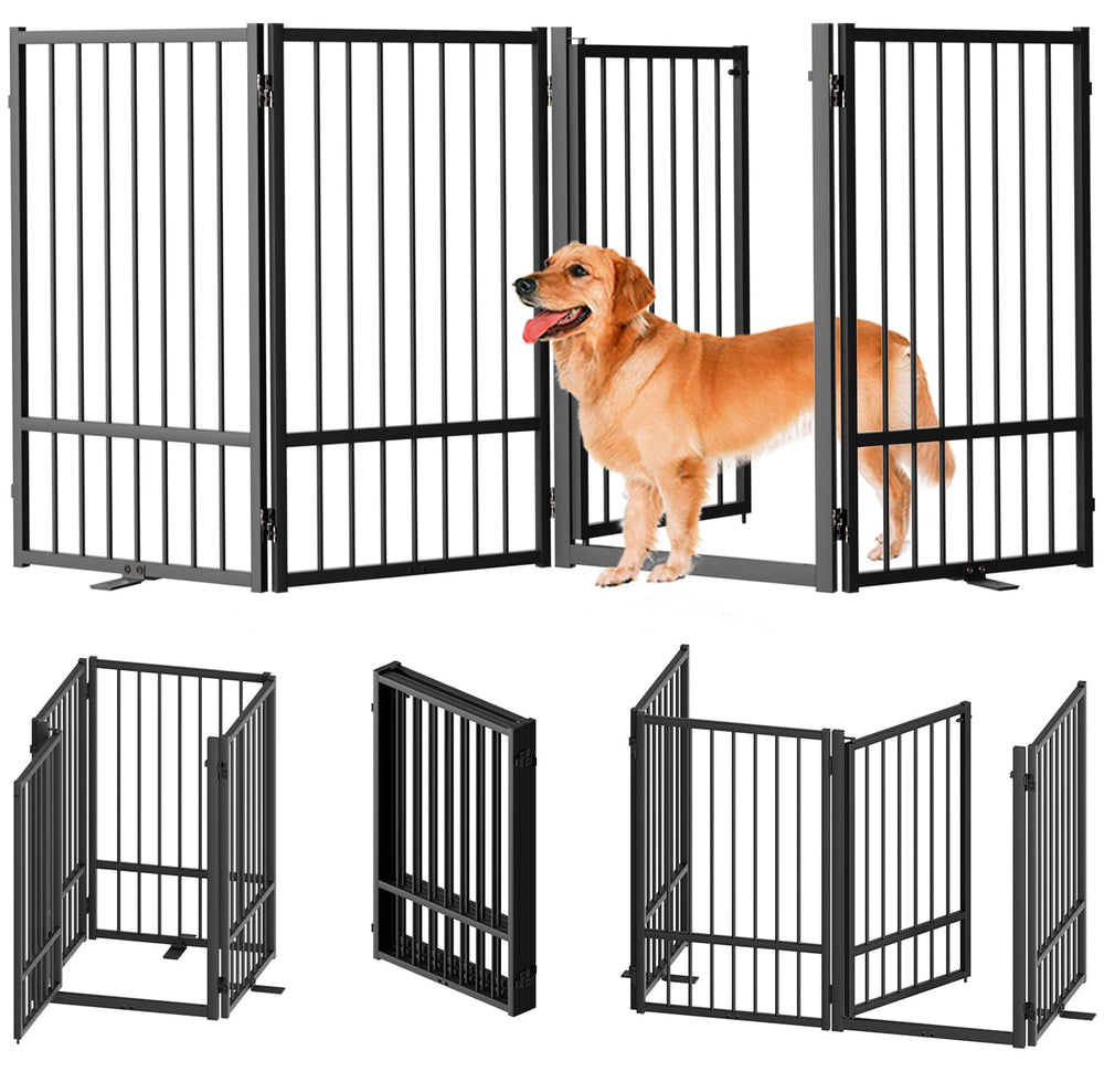 SNUOWU full metal freestanding dog gate with sturdy frame for durable indoor use
