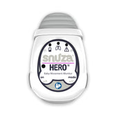 Snuza Hero movement monitor attached to diaper for reliable on-the-go monitoring.