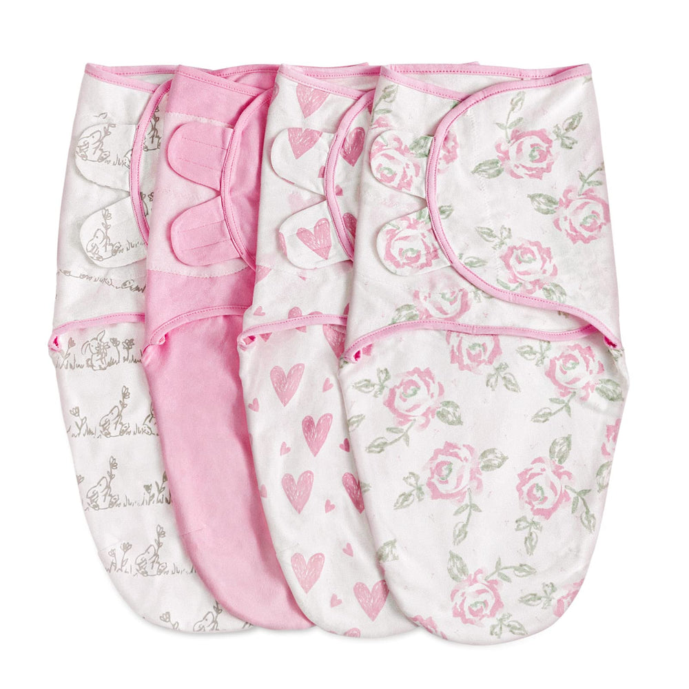 Soarwg Kids newborn swaddle 4-pack keeps baby snug during naps.