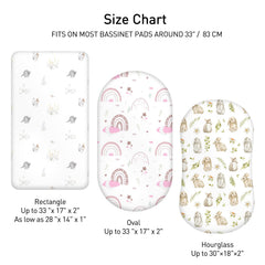Soarwg Kids universal-fit bassinet sheets with secure elastic at the edge