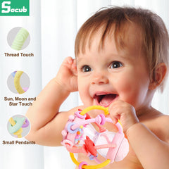 Socub ship-wheel rattle with colorful beads and gentle sounds