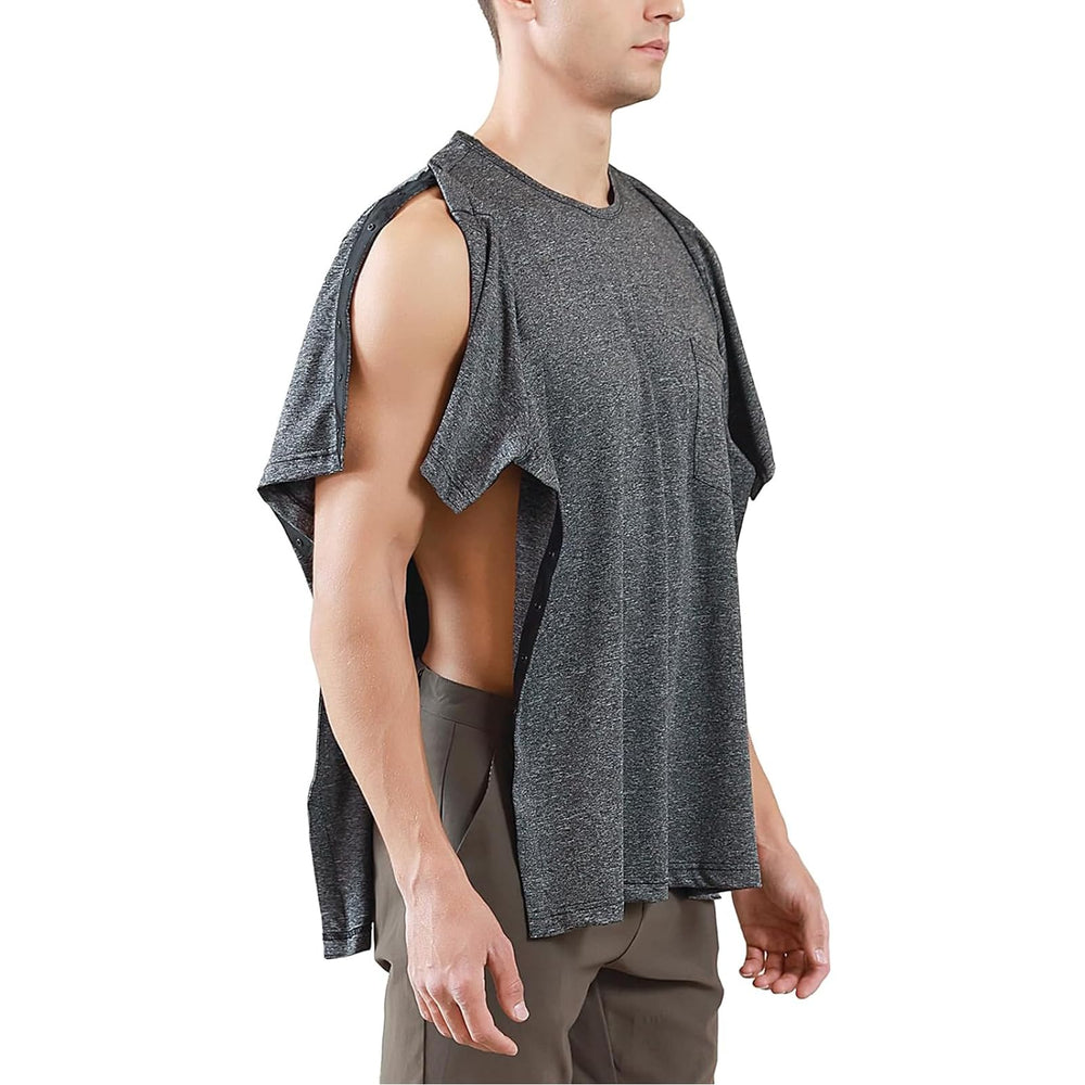 SOEDZUNG Post Shoulder Surgery Shirt front view with dual-side snaps for easy access
