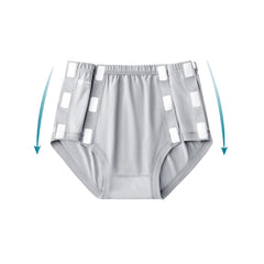 SOEDZUNG post-surgery tearaway underwear, front view, breathable gray cotton.