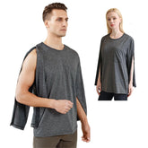 SOEDZUNG unisex recovery shirt in gray, front view, easy dressing for post-surgery days.