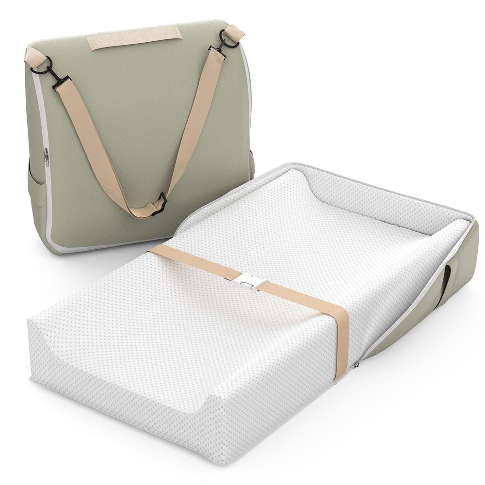 Sofoliana changing pad backpack conversion enables easy on-the-go changes.
