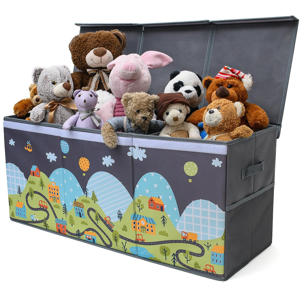 SoftOwl extra large toy storage organizer with lid showing sturdy fabric and tidy sorting.