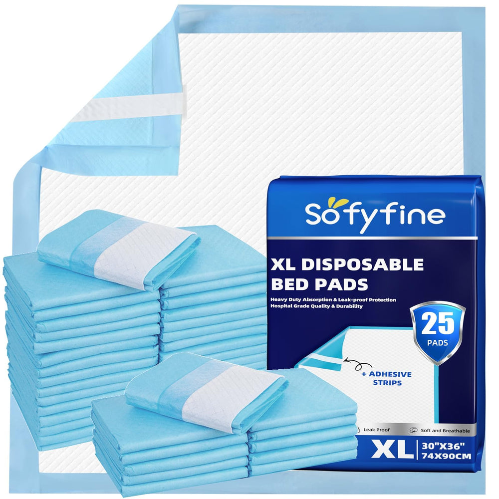 SOFYFINE bed pads with adhesive strips for a secure night's protection.