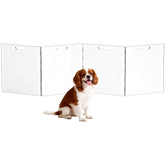 Solaround acrylic pet playpen gate for doorways with four panels, clear and supervised use.