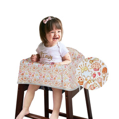 Solfres dual-belt high chair cover with back strap for stable seating.