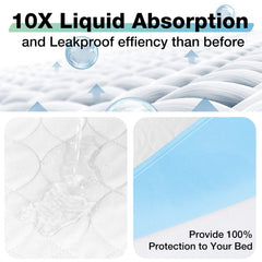 SOLOSHINE bed pad waterproof backing keeps surfaces dry.
