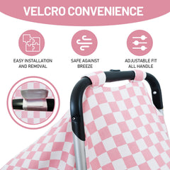 SolTourne infant carrier canopy offers soft shade and privacy during outings