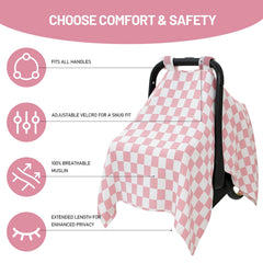 SolTourne stroller shade uses lightweight muslin for airy comfort on warm days