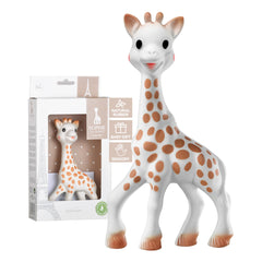 Sophie la girafe with authenticator QR code for verified authenticity and gift-ready presentation.