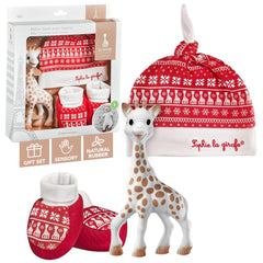 Sophie la girafe figure in Christmas gift set promoting early sensory exploration