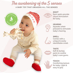Sophie la girafe socks keep tiny feet warm in winter