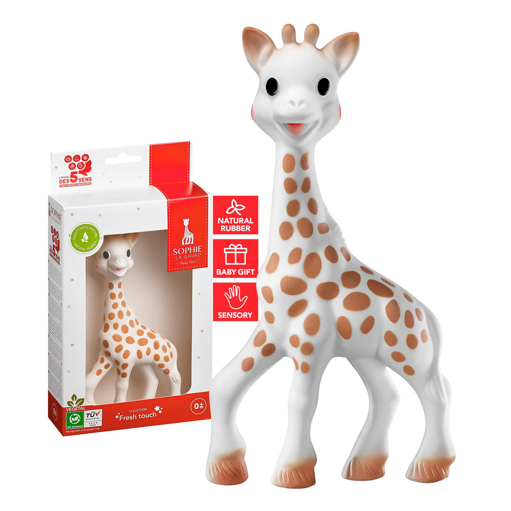 Sophie la girafe Fresh Touch teether in natural rubber for teething relief.