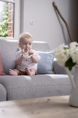 Sophie la girafe teething ring with rounded nubs for sore gums.