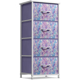 Sorbus dresser storage tower front view with tie-dye drawers for bedside storage