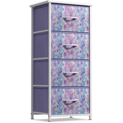 Sorbus dresser storage tower front view with tie-dye drawers for bedside storage