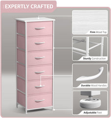Sorbus fabric dresser pink assembly view illustrating quick, tool-light setup.