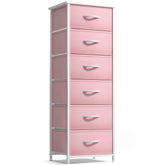Sorbus fabric dresser pink front view showing six drawers for organized clothing storage.