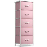 Sorbus fabric dresser pink with wood top ideal for display and organizing.