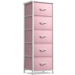 Sorbus fabric dresser pink with wood top ideal for display and organizing.