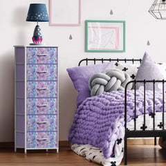 Sorbus Fabric Dresser shows steel frame and sturdy top in a compact layout.