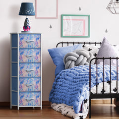 Sorbus fabric dresser wood-top display surface adds a sturdy area for lamps and decor.