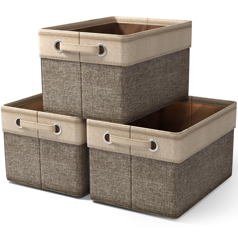 Sorbus fabric storage cube, 15-inch brown, ideal for organizing books and toys.