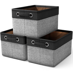 Sorbus fabric storage cubes 15inch collapsible grey-tan for tidy closet organization