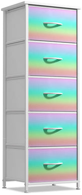 Sorbus Kids Dresser with 5 Drawers featuring rainbow bins for tidy clothes