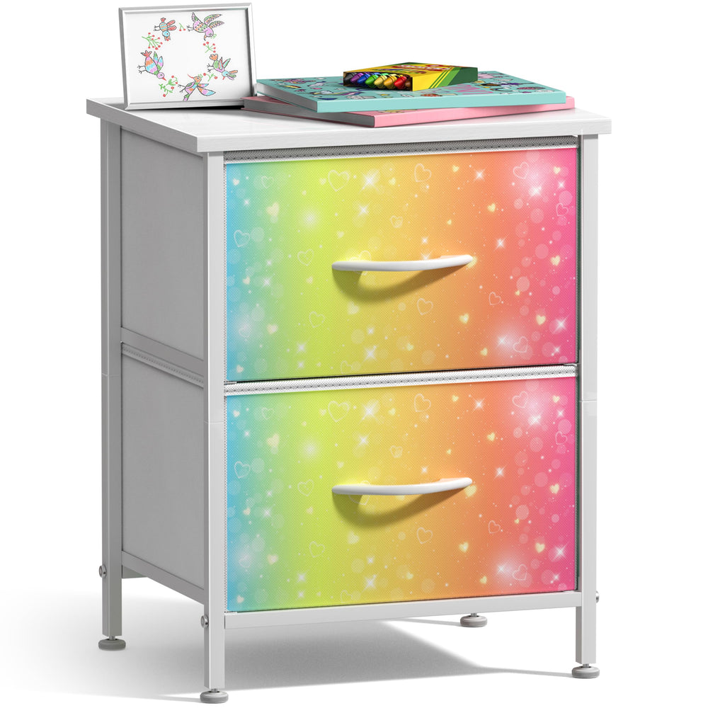 Sorbus nightstand with two drawers viewed from above for bedside organization