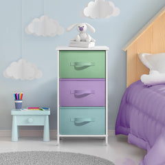 Sorbus nightstand steel frame with pastel drawers supports organized bedside storage