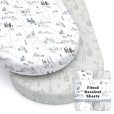 Sorrel + Fern Arctic Journey 2-pack bassinet sheets cozy sleep space.