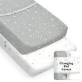 Sorrel + Fern changing pad cover with galaxy-pattern for a soft, secure fit.