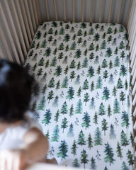 Sorrel + Fern 2-pack crib sheets showing ready-to-use fit.
