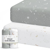 Sorrel+Fern crib sheet galaxy design offers a soft, snug fit.