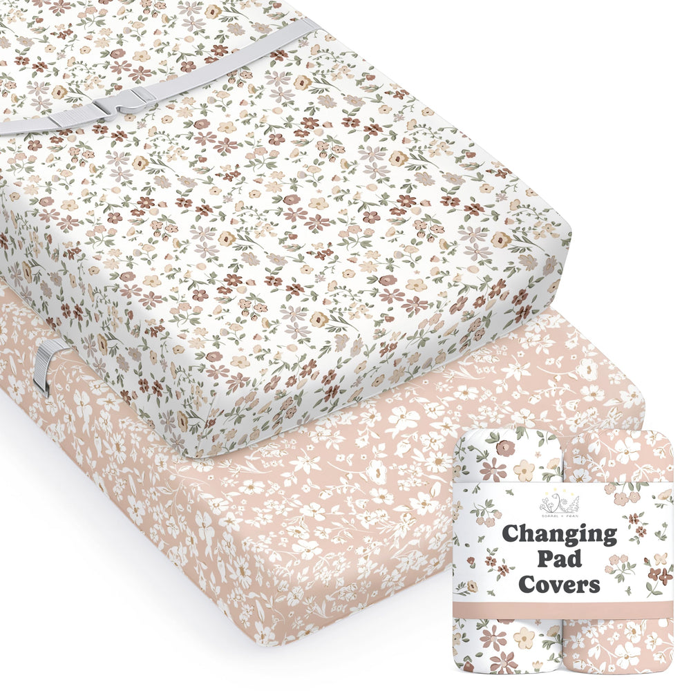 Sorrel + Fern Fleurette changing pad cover with floral pattern for soft changes