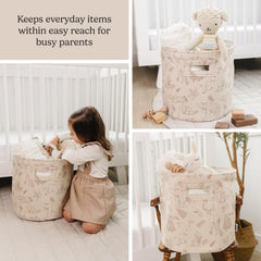 Sorrel + Fern collapsible fabric toy bin with easy-to-use handles in Magic Forest.