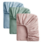 SOULFUL Muslin crib sheets blue fitted securely for gentle sleep