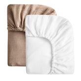 SOULFUL muslin crib sheets pack in white and brown—soft, breathable comfort for newborns