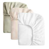 SOULFUL muslin crib sheets pack shot showing soft breathable fabric for newborn comfort