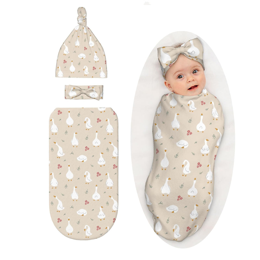 Sozzjile Goose baby swaddle blanket provides cozy cocoon comfort for newborns.