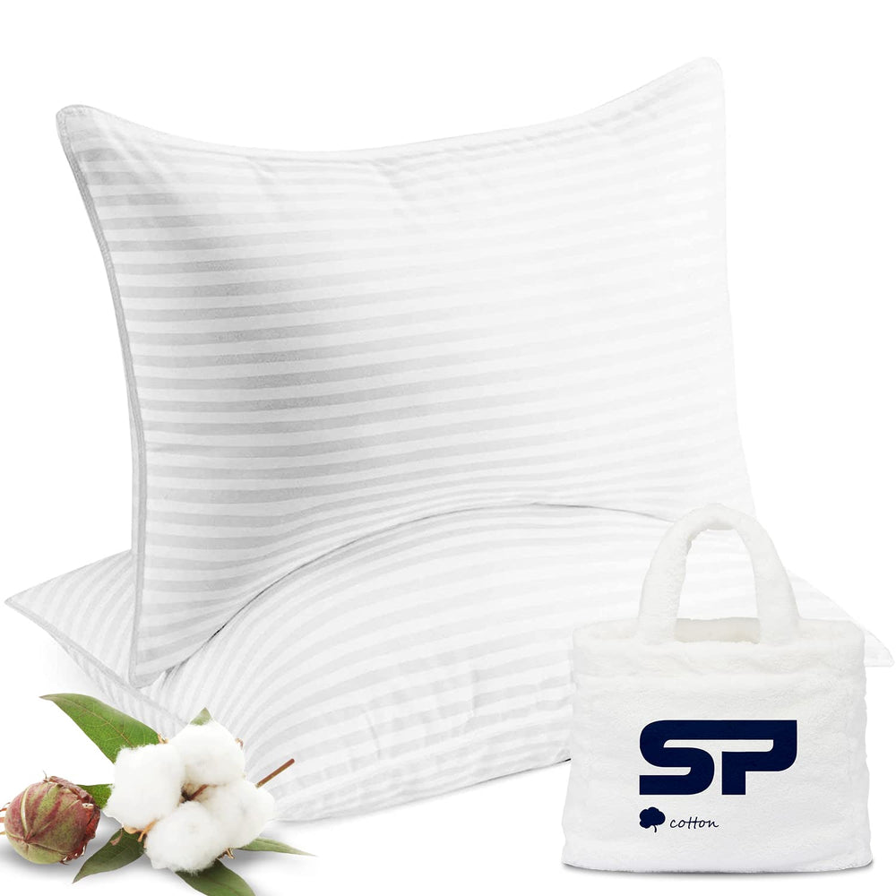 SP Cotton toddler travel pillowcase in white stripe with soft-touch feel.