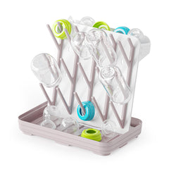 SpaceAid bottle drying rack with 20 hooks in white and taupe keeps bottles organized and dry