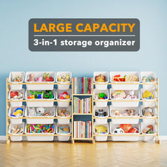 SpaceAid modern pine toy shelf complements bedrooms with a clean, stylish look.