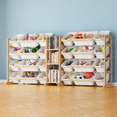 SpaceAid large toy storage organizer with 24 bins and three shelves keeps playroom tidy.