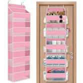 SpaceHacks pink 5-tier door organizer full view for efficient storage